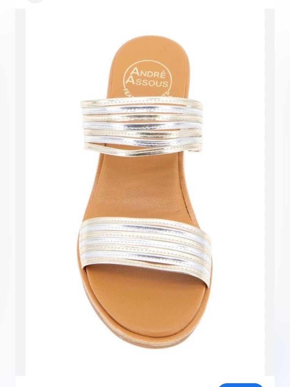 Andre Assous Briella Wedge Sandals Silver Metallic Slide Comfort Wedge Size 7.5